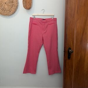 Red Gingham Flare Pants
